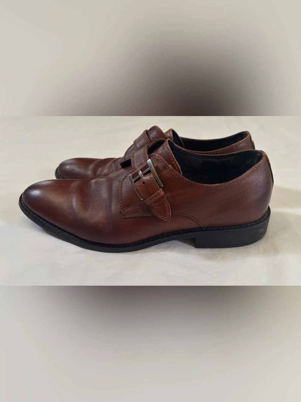 Joseph Abboud Men’s Monk Strap Leather Dress Shoes Brown Size 11 D
